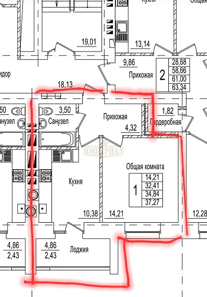 1-к квартира в новостройке, 37 кв.м.