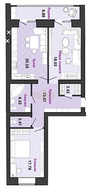 2-к квартира, 87 кв.м.
