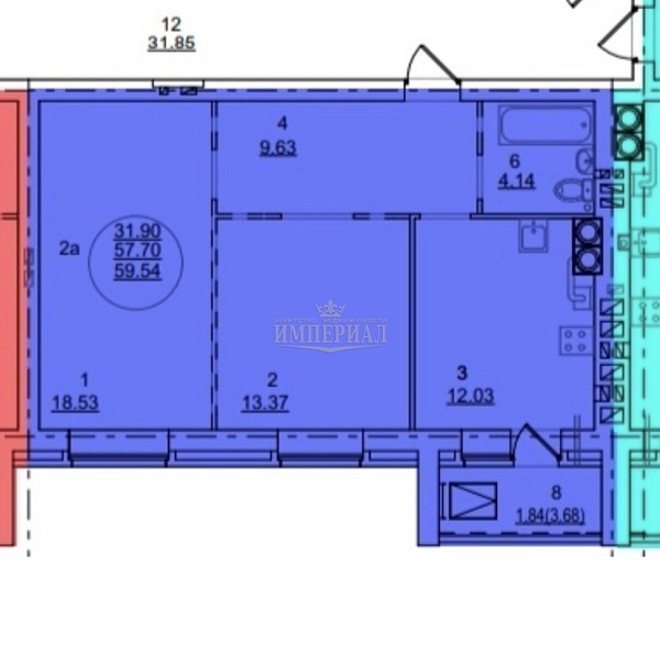 Купить двухкомнатную квартиру 59.54 м² в Йошкар-Оле на 12/16 этаже за 6073080 ₽