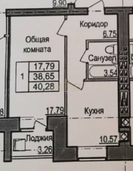1-к квартира, 41 кв.м.