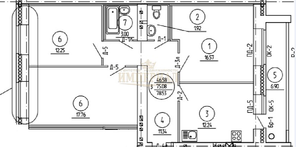 3-к квартира в новостройке, 79 кв.м.