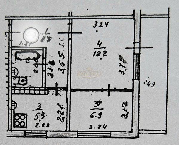 2-к квартира, 35 кв.м.