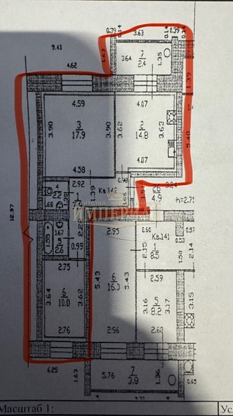 2-к квартира, 55 кв.м.