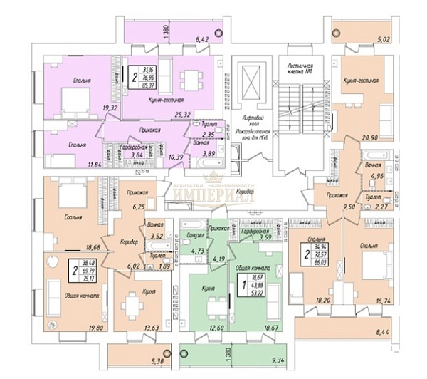 2-к квартира, 86 кв.м.