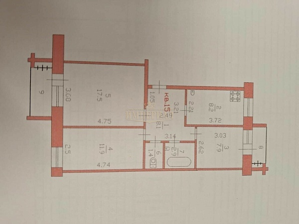 3-к квартира, 61 кв.м.