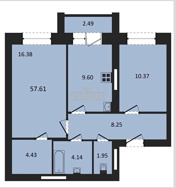 Купить новую двухкомнатную квартиру в новостройке 57.61 м² в Йошкар-Оле на 1/5 этаже за 5660000 ₽