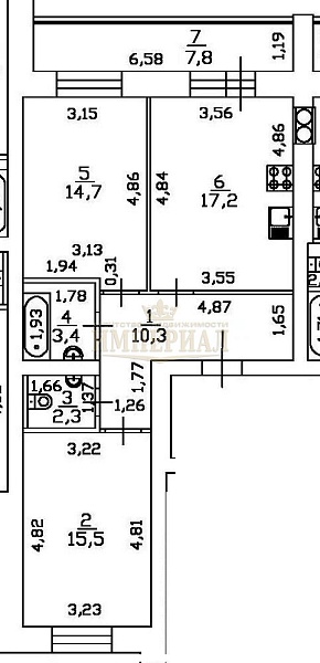 2-к квартира, 71 кв.м.