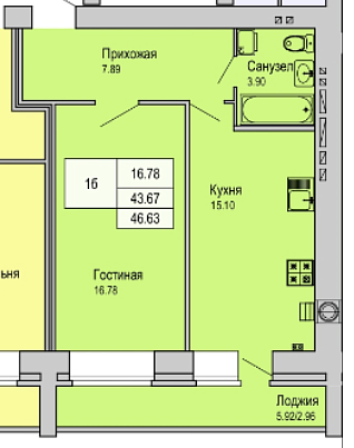 Купить 1-к квартиру 47 м² на 6/9 этаже в новостройке г. Йошкар-Ола за 3400000 рублей
