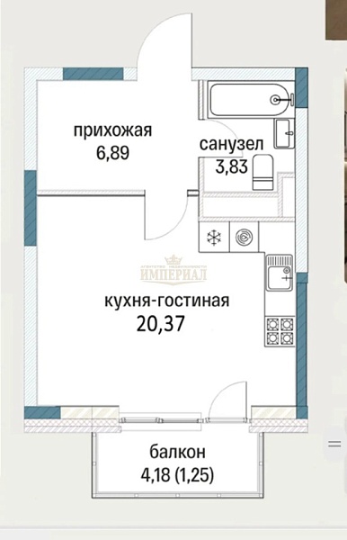 Купить квартиру-студию 32.34 м² в Йошкар-Оле на 6/16 этаже за 3880800 ₽