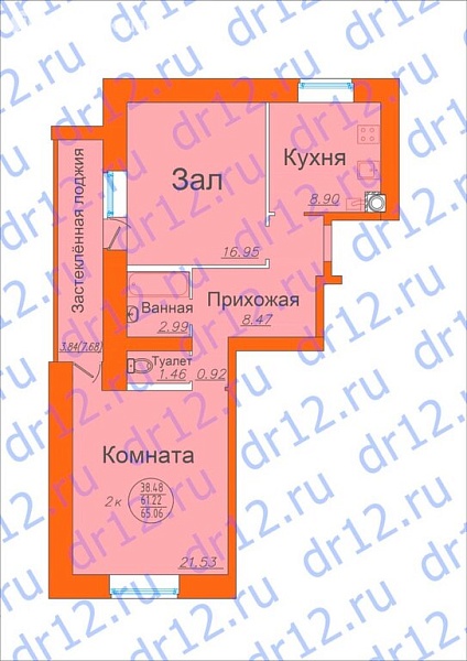 Купить новую двухкомнатную квартиру в новостройке 65.5 м² в Йошкар-Оле на 8/9 этаже за 4126500 ₽